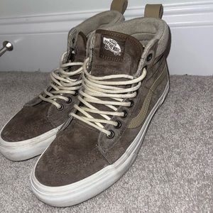 Suede Beige Vans High Tops Womens 8.5